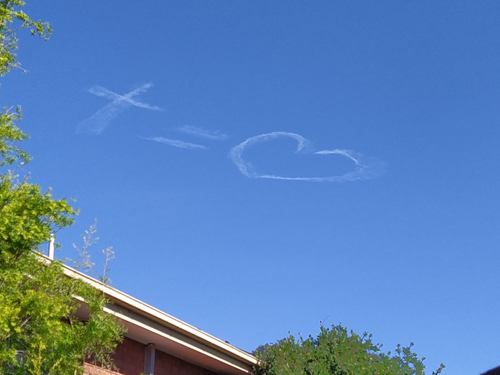 Cross Equals Love by sky writing